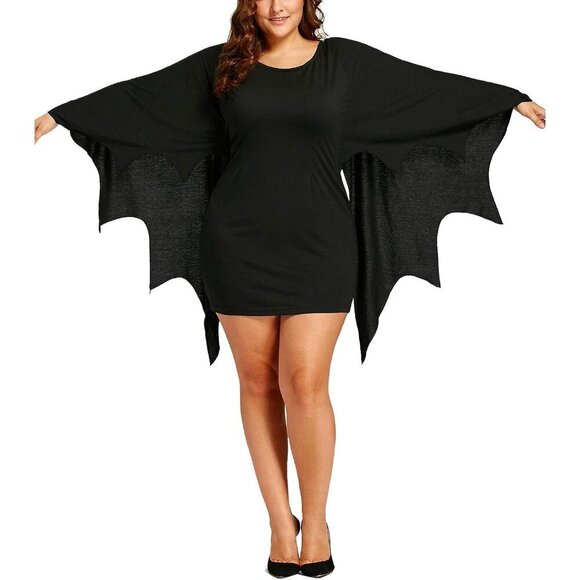 Women's Plus Size Bat Wing Sleeves T Shirt Dress Casual Flowy Tunics Tops - Picture 1 of 7